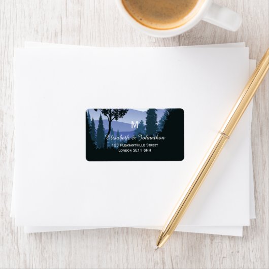 Blue Woodland Forest, rustieke bruiloft Etiket (Insitu)