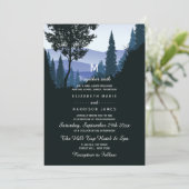 Blue Woodland Forest, rustieke bruiloft Kaart (Staand voorkant)