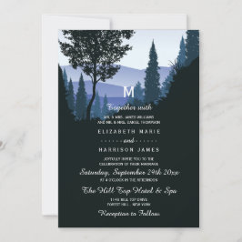 Blue Woodland Forest, rustieke bruiloft Kaart