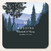 Blue Woodland Forest, rustieke bruiloft Kartonnen Onderzetters (Voorkant)