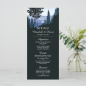 Blue Woodland Forest, rustieke bruiloft Menu (Staand voorkant)