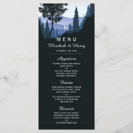 Blue Woodland Forest, rustieke bruiloft Menu