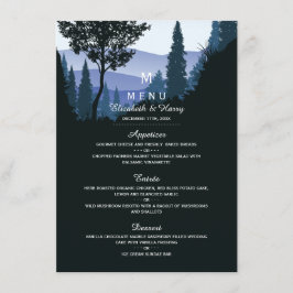 Blue Woodland Forest, rustieke bruiloft Menu