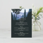 Blue Woodland Forest, rustieke bruiloft Menu (Staand voorkant)