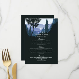 Blue Woodland Forest, rustieke bruiloft Menu
