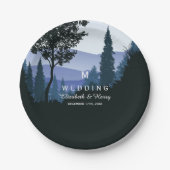 Blue Woodland Forest, rustieke bruiloft Papieren Bordje (Voorkant)