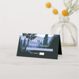 Blue Woodland Forest, rustieke bruiloft Plaatskaartje