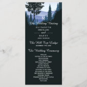 Blue Woodland Forest, rustieke bruiloft Programmakaart (Voorkant)