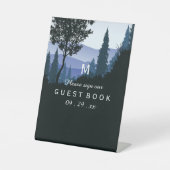 Blue Woodland Forest, rustieke bruiloft Reclamebord Met Voetstuk (Voorkant)