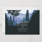 Blue Woodland Forest, rustieke bruiloft Save the D Save The Date (Voorkant)