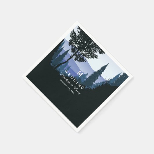 Blue Woodland Forest, rustieke bruiloft Servet (Hoek)