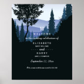 Blue Woodland Forest, rustieke bruiloft Welkom Poster (Voorkant)