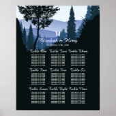 Blue Woodland Forest, rustieke bruiloft zitplaatse Poster (Voorkant)