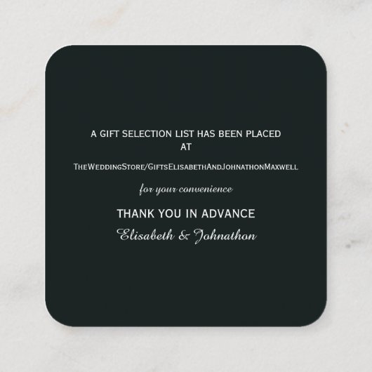 Blue Woodland Forest, rustieke huwelijkscadeau reg Informatiekaartje (Achterkant)