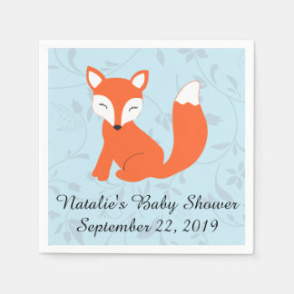 Blue Woodland Fox Baby shower Servetten