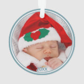 Blue Woodland Fox Eerste Kerstmis Foto Ornament (achterkant)