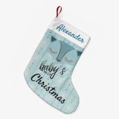 Blue Woodland Fox Eerste Kerstmis Kous Kleine Kerstsok (Voorkant (Hangend))