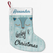 Blue Woodland Fox Eerste Kerstmis Kous Kleine Kerstsok (Voorkant)