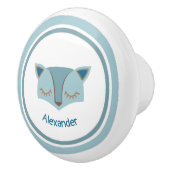 Blue Woodland Fox Face Ceramic Knob Keramische Knop (Rechts)
