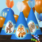 Blue Woodland Fox Party Petten Feesthoedjes