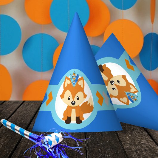 Blue Woodland Fox Party Petten Feesthoedjes