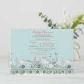 Blue Woodland Lamb Baby shower Invitation Card Kaart (Staand voorkant)