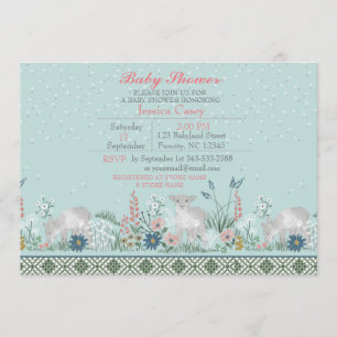 Blue Woodland Lamb Baby shower Invitation Card Kaart