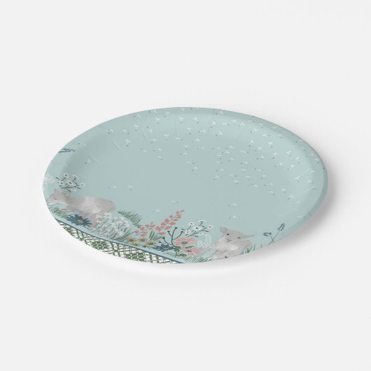 Blue Woodland Lamb Paper Borden 7" Papieren Bordje (Gekanteld)