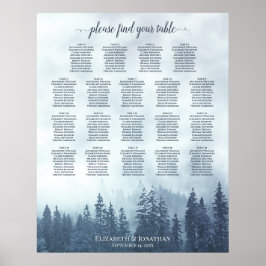 Blue Woodland Pine 19 Table Wedding Seating Chart Poster