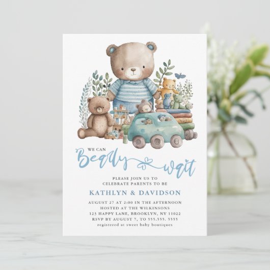 Blue Woodland We kunnen nauwelijks wachten jongen  Kaart (Staand voorkant)