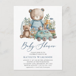 Blue Woodland We kunnen nauwelijks wachten jongen  Uitnodiging Briefkaart