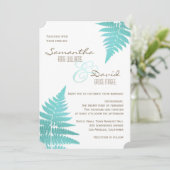 Blue Woodland Wedding Fern Uitnodiging (Staand voorkant)
