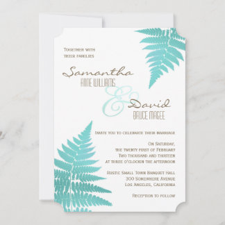 Blue Woodland Wedding Fern Uitnodiging