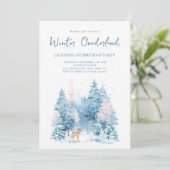 Blue Woodland Winter Wonderland 1e verjaardag Kaart (Staand voorkant)