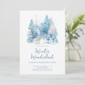 Blue Woodland Winter Wonderland 2e verjaardagsfees Kaart (Staand voorkant)