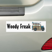 Blue Woody Wagon Woody Freak Bumpersticker (Op auto)