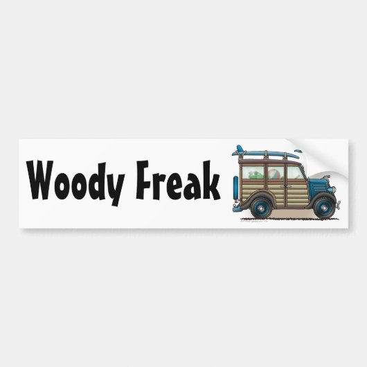 Blue Woody Wagon Woody Freak Bumpersticker (Voorkant)