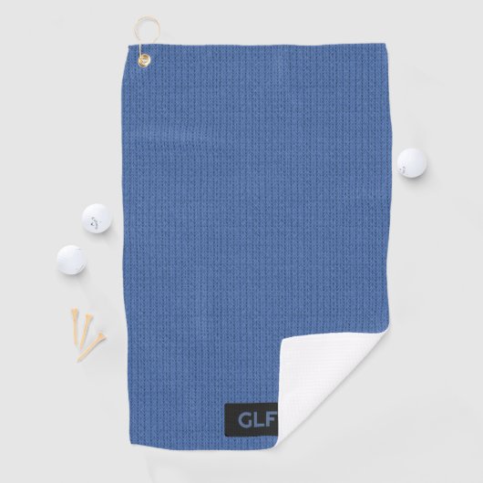 Blue Wool Knit - Aangepaste Initialen / Kortnaamta Golfhanddoek (Insitu)