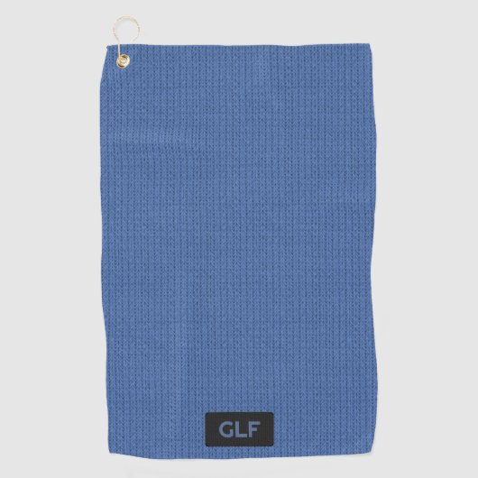 Blue Wool Knit - Aangepaste Initialen / Kortnaamta Golfhanddoek (Voorkant)
