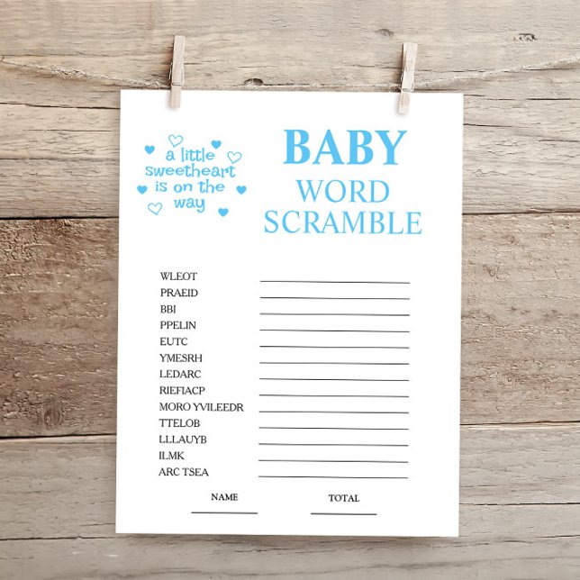 Blue Word Scramble Baby shower spel (Creator heeft geüpload)