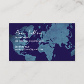 Blue World Map Travel Agent Visitekaartje (Voorkant)