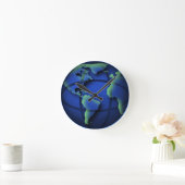 Blue World Wereldbol Cool Medium Round Wall Clock Ronde Klok (Huis)