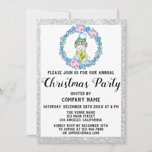 Blue Wreate Company Holiday Kerstparty Silver Kaart (Voorkant)