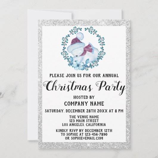 Blue Wreate Company Holiday Kerstparty Silver Kaart (Voorkant)