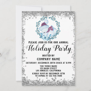 Blue Wreate kerstcompany Holiday Party Silver Kaart
