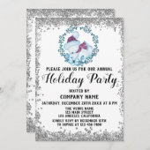 Blue Wreate kerstcompany Holiday Party Silver Kaart (Voorkant / Achterkant)