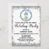 Blue Wreate kerstcompany Holiday Party Silver Kaart (Voorkant)