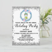 Blue Wreate kerstcompany Holiday Party Silver Kaart (Staand voorkant)