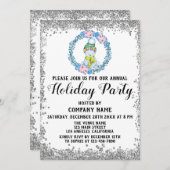 Blue Wreate kerstcompany Holiday Party Silver Kaart (Voorkant / Achterkant)