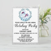 Blue Wreate kerstcompany Holiday Party Silver Kaart (Staand voorkant)